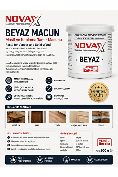 Genel Markalar AHŞAP TAMİR MACUNU BEYAZ RENK 200 ML