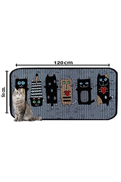 AKTUNÇ XXL BÜYÜK BOY ELEKLİ TUVALET ÖNÜ DESENLİ KEDİ KUMU PASPASI 60X120 CM