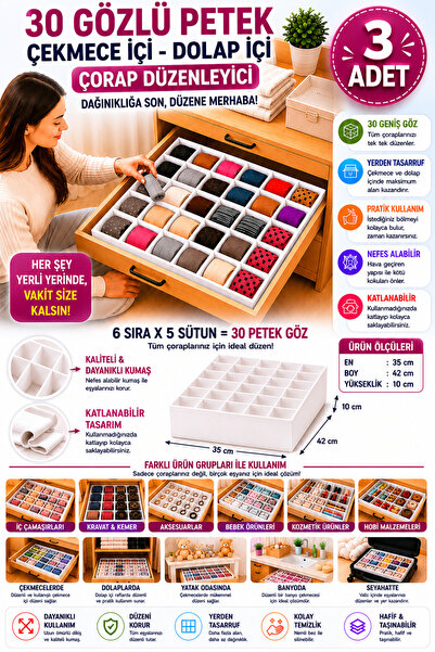 Özlem Toys 3 komada organizatora za čarape za ormariće i fioke (30 PREDELICA)