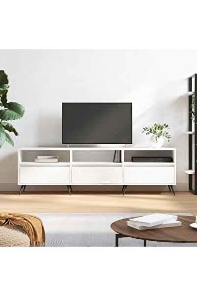 Concept Comodă TV, alb, 150x30x44,5 cm, lemn prelucrat