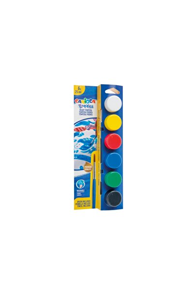 carioca tempera watercolors 6 colors x 25 ml + brush, in blister
