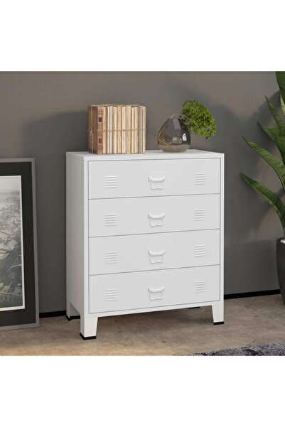 Concept Dulap cu sertare industrial, alb, 78x40x93 cm, metal