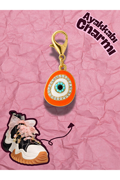 Hugs and Gifts Shoe Charm 🧿   Neon Orange Evil Eye Light