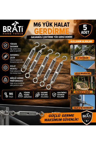 Genel Markalar Kanca M6 Yük Halat Gerdirme Galvanizli Çektirme Yük Gergi Demi...