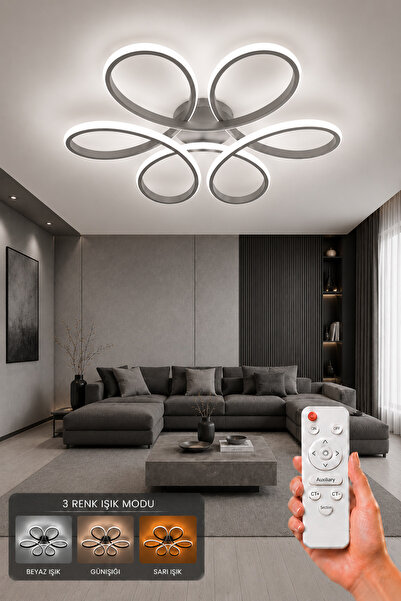 AvizeGO Niva LED Plafonyer Avize 3 Renk Kumandalı