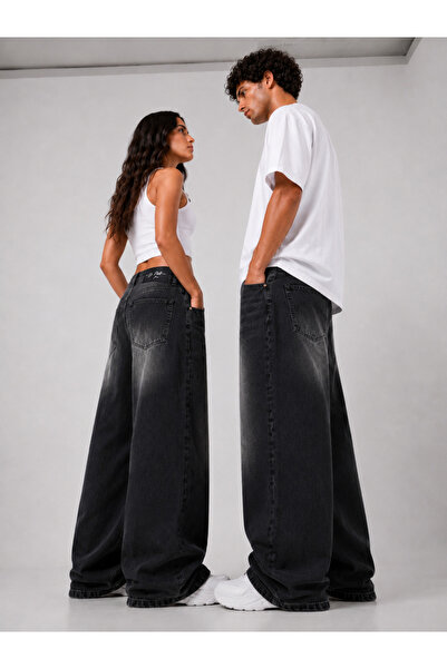 St.Poll Vintage Black Washed Unisex Baggy Jeans