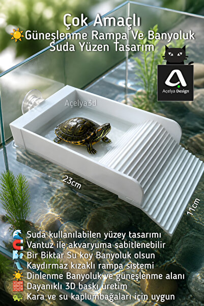 açelya3d Kaplumbağa Rampa Sürüngen Banyoluk - Çok Amaçlı – Yüzen Rampa ve Van...