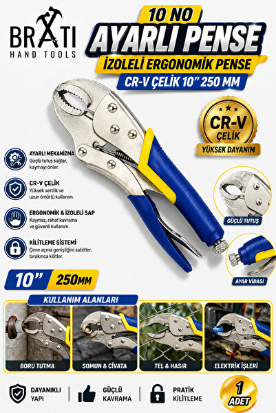 No 10 Adjustable Pliers Insulated Ergonomic Pliers Cr-v Steel 10'' 250 Mm