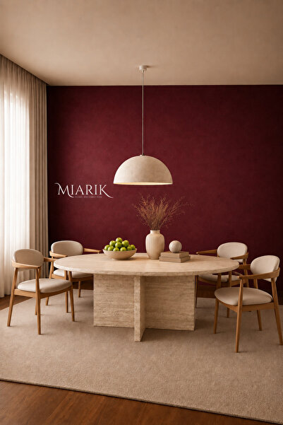 MIARIK DESIGN Ema Traverten Mermer Yemek Masası