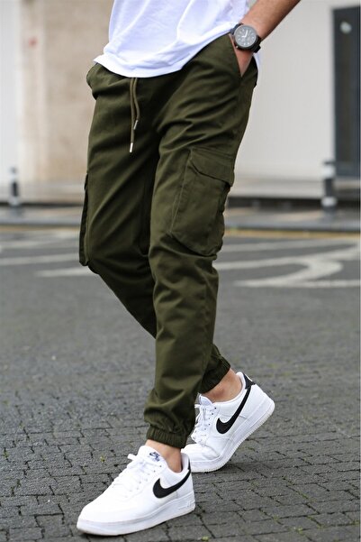 VIKUNYA Men's Cargo Pocket Pants Cotton Lycra Side Pocket Trousers