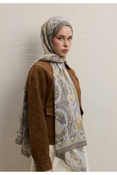 Freshscarfs Verona Desen İpek Krep Şal Adaçayı