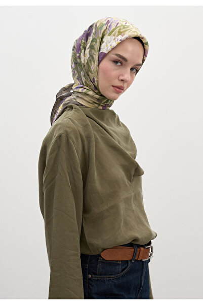 Freshscarfs Josiane Patterned Cotton Viscose Scarf Mink