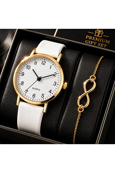 Geneva Set Damă Ceas Fashion Gold IP cu Brățară Infinit – Cadou Elegant pentr...