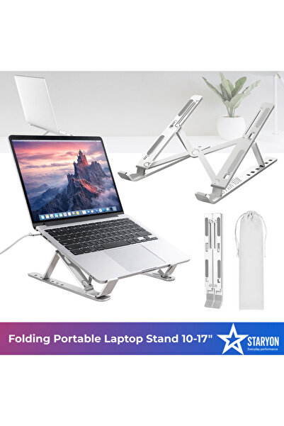 Staryon Suport laptop din aluminiu 10-17 inch, reglabil pe 6 niveluri, portab...