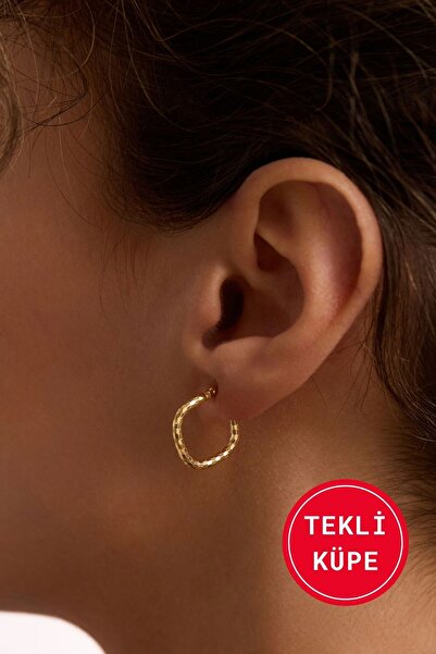 Bayar Gold 14 Ayar Altın İtalyan Parıltı Kare Tekli Küpe