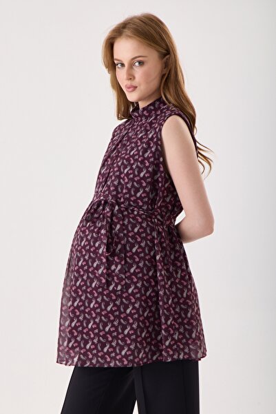 KATLİN MATERNİTY WEAR Trudnička bluza bez rukava sa šalom u obliku šljive, ši...
