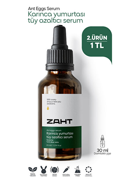 ZAHT Karınca Yumurtası Yağlı Tüy Azaltıcı Ve Tüy Serum 30ml %10 Aloe Vera ve ...