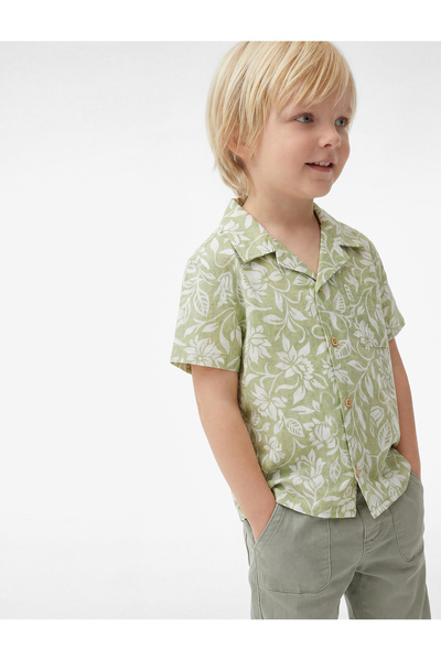 Koton Viscose Short Sleeve Shirt with Collar Patterned Shirt