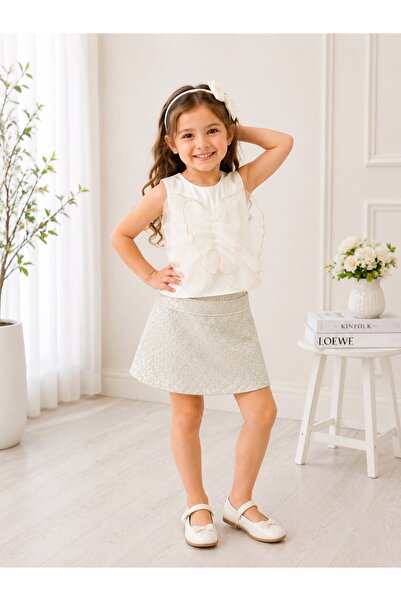 Minik mooda Girl's Bow-Detailed Skirt Set – Stylish and Elegant Design