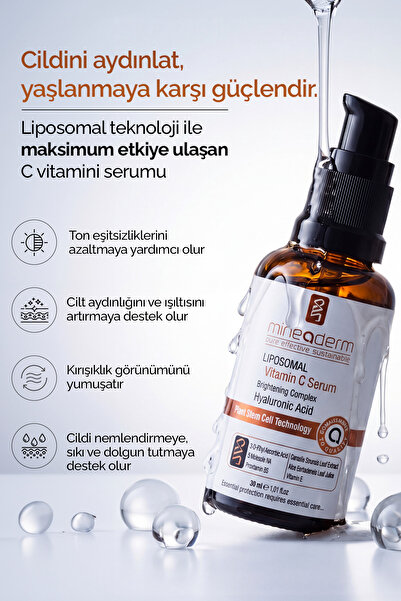 mineaderm Liposomal C Vitamini Serumu – Leke Karşıtı & Aydınlatıcı Yüz Serumu 30 ml