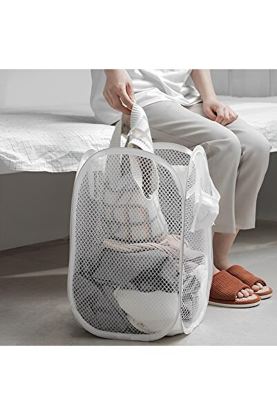 Arabest Collapsible Mesh Pop-Up Laundry Hamper, Foldable Space-Saving Basket ...