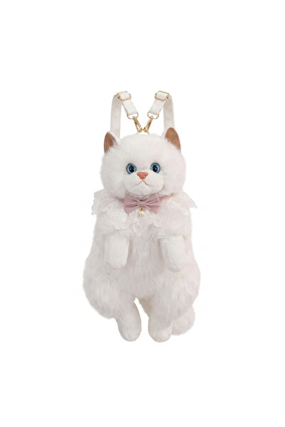 kiddoz Plush Cat Backpack With Adjustable Straps White | Luxury-Inspired Real...