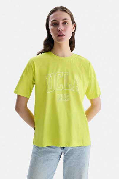 UCLA Γυναικείο μπλουζάκι SANCHEZ Neon Yellow Crew Neck με στάμπα, 100% βαμβάκ...