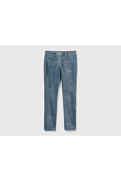 Benetton United Colors of Benetton devojčice antracit Somot jeggings pantalone