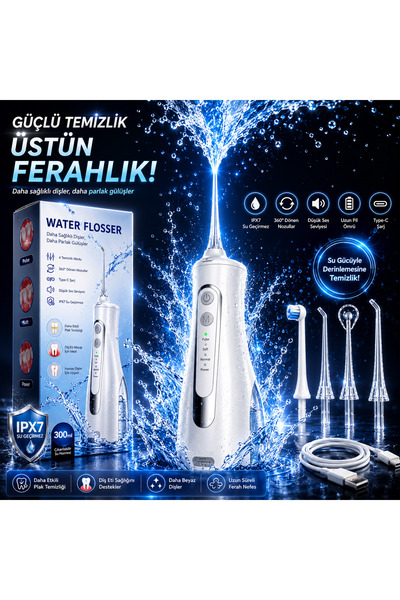 SMART BEST Diş Temizleme Cihazı Water Flosser Taşınabilir, Şarjlı ,Diş Teli/D...