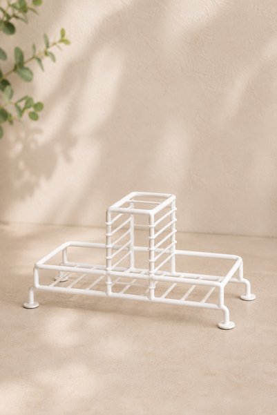 KaiHome 2-Piece Cream Soap Dish Set with Stand (Hands, Dishes)