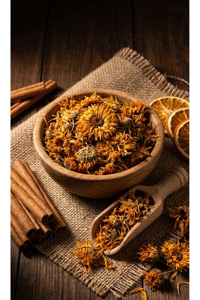 HERBONİ Calendula Flower 40g, Orange Marigold, Pol Marigold, Calendula Officinalis, Natural and Without Additives