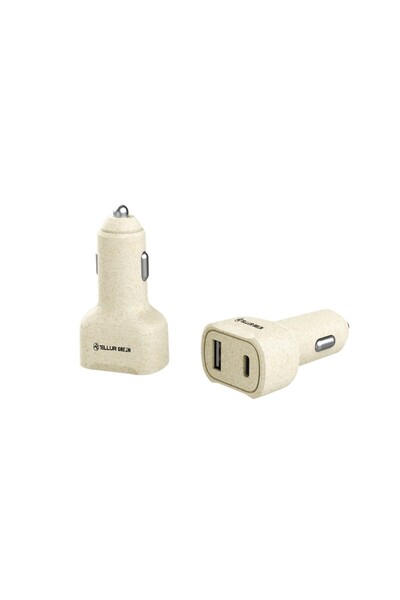 TELLUR Φορτιστής αυτοκινήτου Πράσινος 36W 6A (PD18W + QC 3.0), κρεμ