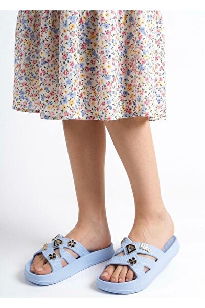 Budaks Women's Double-Strapped Thick-Soled Slippers with Accessories