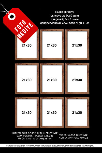 yeditepe hayat 9 KOMADA 21X30 OKVIR A4 DRVENI OKVIR MDF - PVC OKVIR ZA FOTOGR...