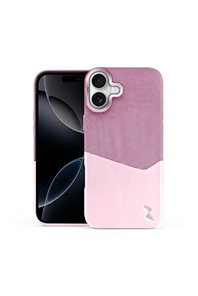 Zebana Apple iPhone 16 Uyumlu Kılıf Zeyra M-Safe Kartlıklı Deri Kılıf Rose Gold