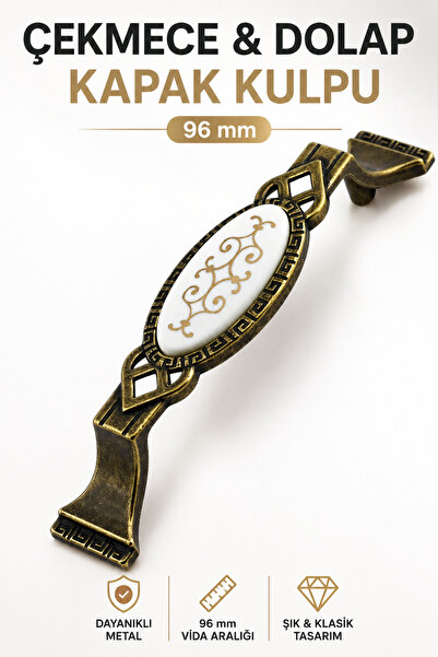 NZB Mobilya Mutfak Dolabı Çekmece Dolap Kapak Kulpu Kulbu Antik Sarı 96 Mm Me...
