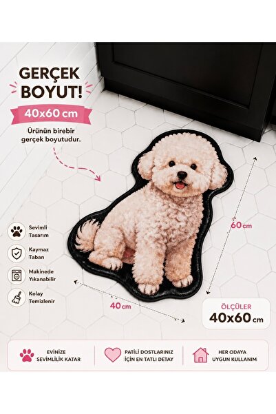 NazLand Sevimli Peluş Köpek Paspası | Ultra Yumuşak Dekoratif Oda & Banyo Hal...