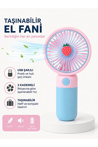 FLORYN Taşınabilir Şarjlı Mini Vantilatör Sessiz El Fanı