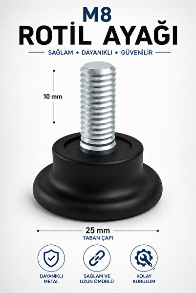 NZB Bingo Rotil Ayak M8 Civatalı 25 Mm Siyah Profil Ayağı 2.5 Cm