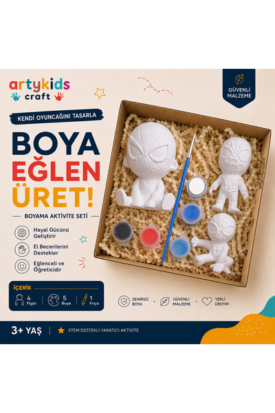 ArtyKids Craft Taş Tozu Boyama Kiti // Süper Kahraman Set 5 // Aile - Çocuk A...