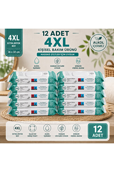 Alkolsüz Hasta Perine Ve Vücut Temizleme Havlusu 50 li X 12 Paket 600 Yaprak