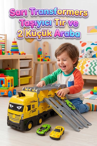 Tıfıl Toys 2 Metre Yarış Pistli Transformer 2 Metal Arabalı 24 Araç Dev Taşıy...