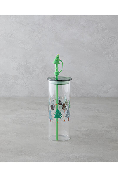 English Home Winter Tree Borosilikat Pipetli Bardak 460 ml Yeşil