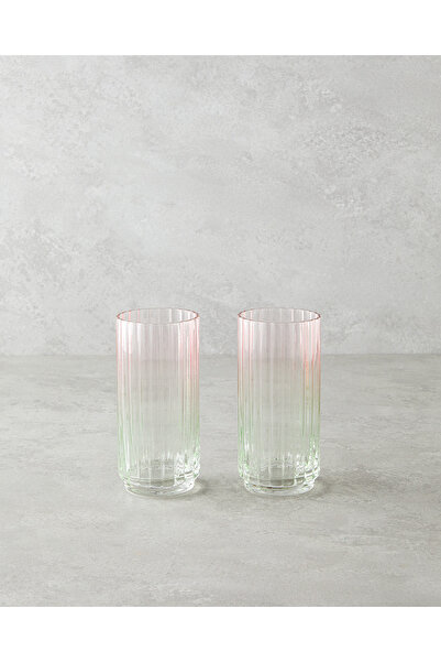 English Home Glimmer Cam 2'li Bardak 400 ml Pembe - Yeşil