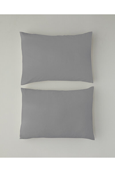 English Home Micell Pamuk Saten 2'li Yastık Kılıfı 50x70 cm Gümüş