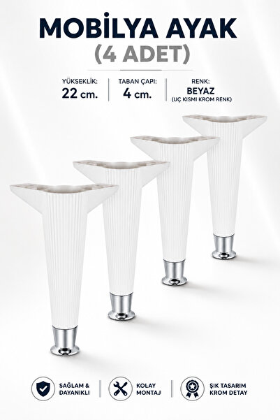 NZB Furniture Sofa Armchair Coffee Table Leg 22 Cm White Base Leg (4 Pieces)