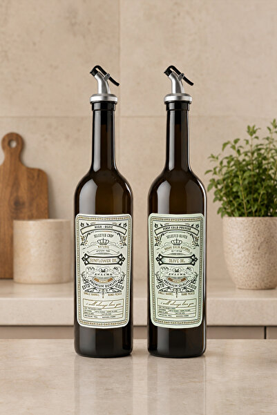KHAKMA 750 ml Set of 2 Glass Oil Bottles – Drip-Free, Leak-Proof, Smart Lid O...