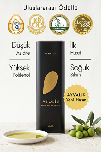 Ayolis Premium Gurme Ayvalık 2 Lt Yüksek Polifenollü Erken Hasat Soğuk Sıkım ...