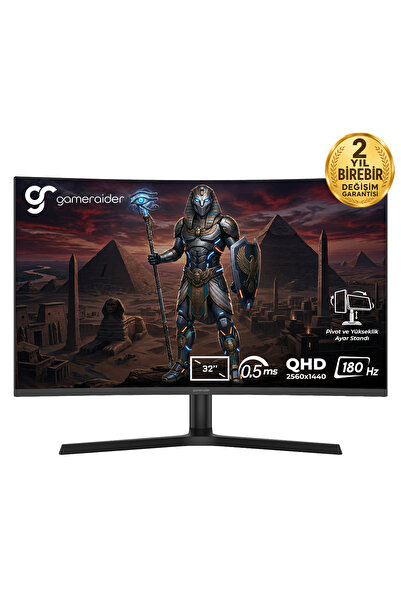 GameRaider HORUS GR32QC18V 32 inç 180Hz 0.5ms 2K QHD Adaptive Sync VA Kavisli...