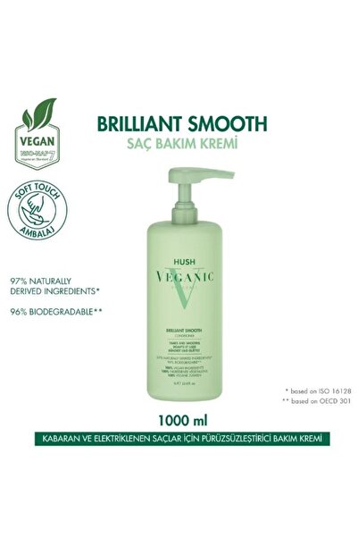 HUSH Veganic Brilliant Smooth Kabaran Saçlar İçin Pürüzsüzleştirici Saç Kremi...